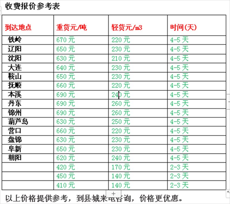 丹东到沈阳物流